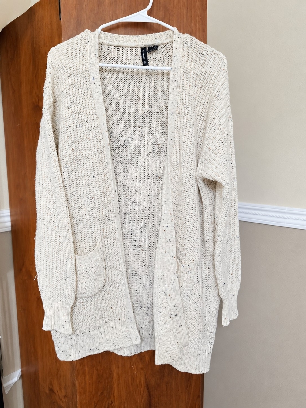 Free For All Speckled Cream Open-Front Knit Cardigan